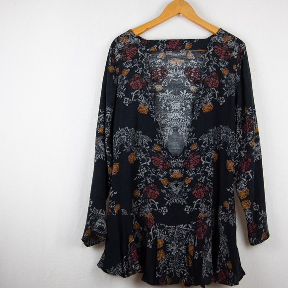 Free People Vintage Floral Long Sleeve Mini Dress - Picture 6 of 7